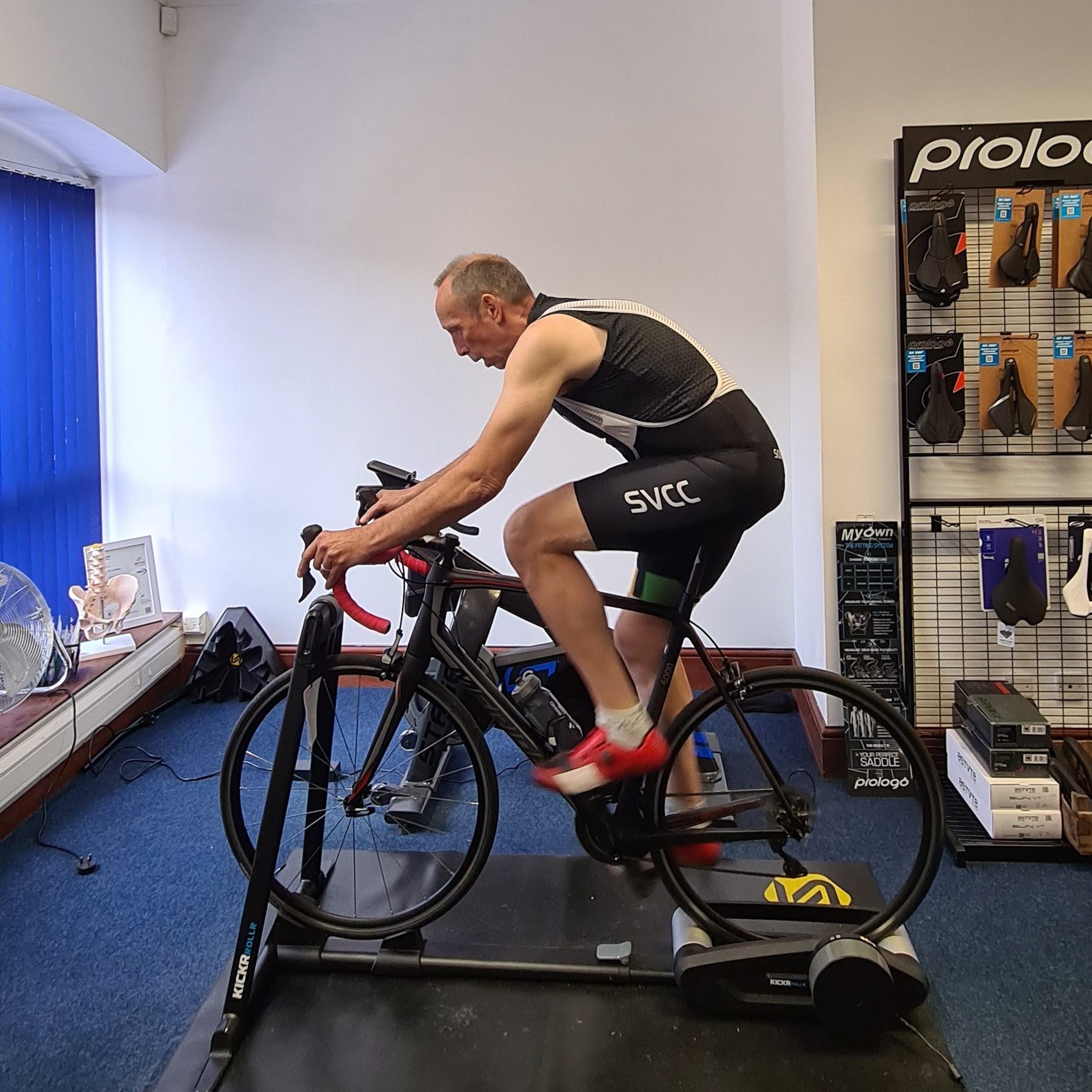 Client during their bike fit, at our Somerset Bike Fit studio.